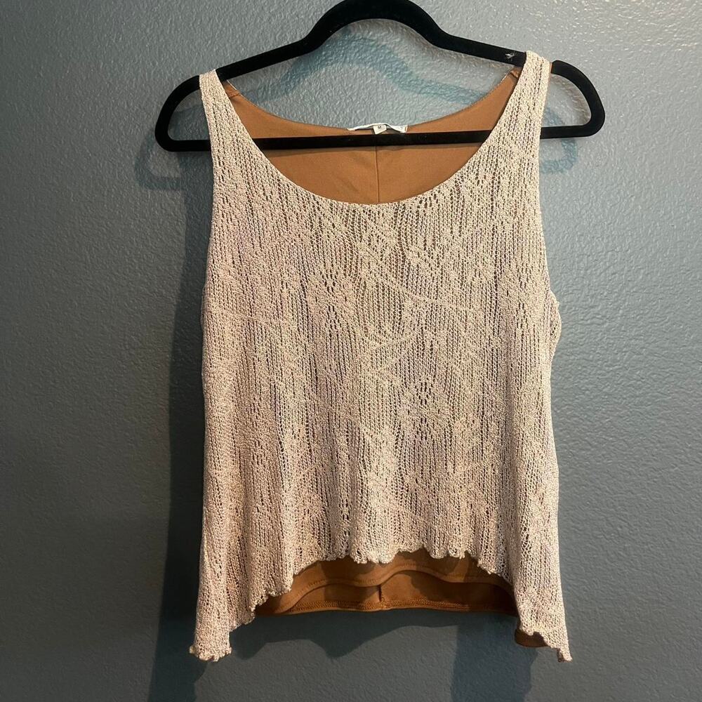 y2k floral crochet tinsel knit tank - Picture 3 of 6